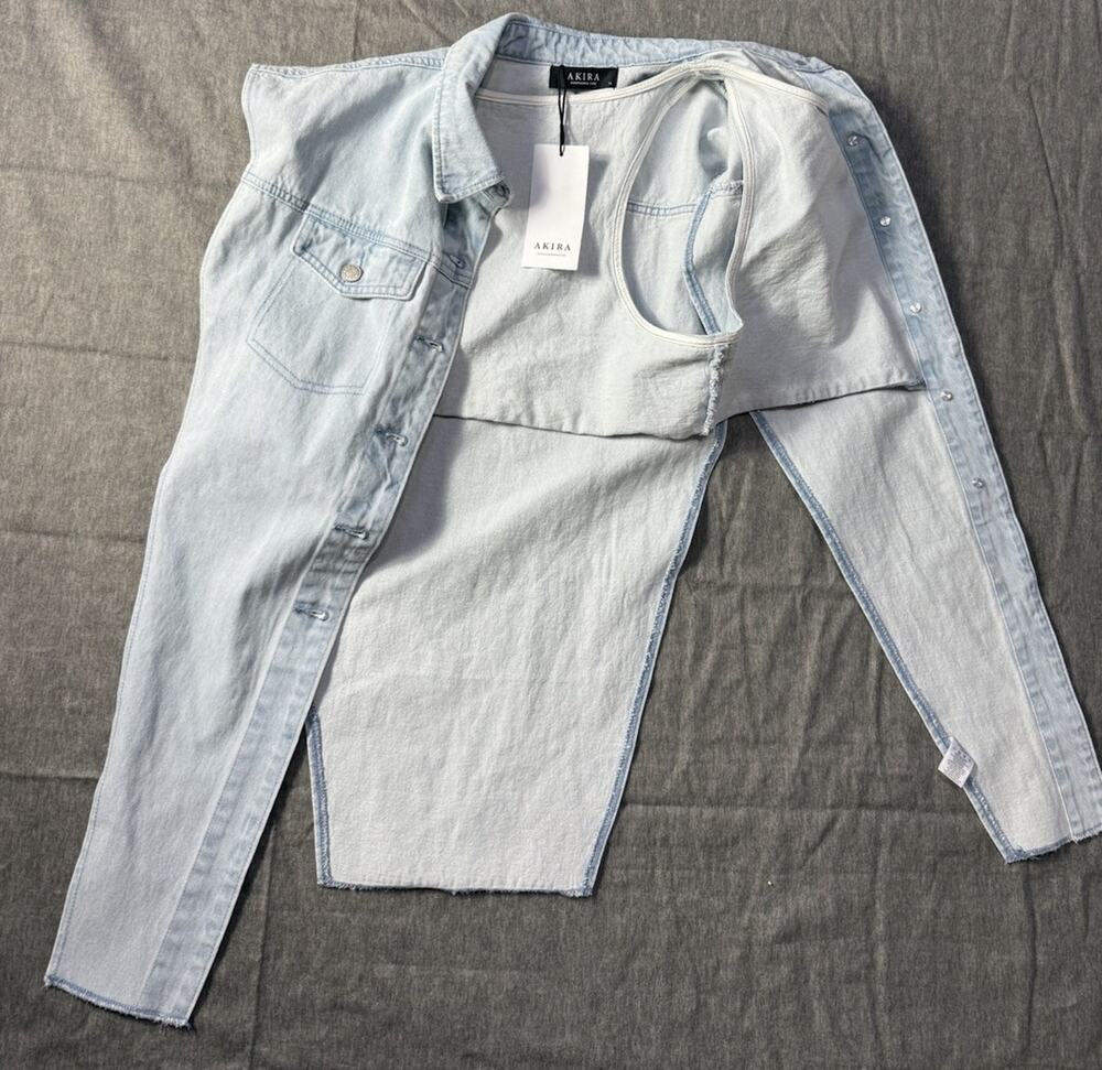 AKIRA Sequin Vest Denim open size XL